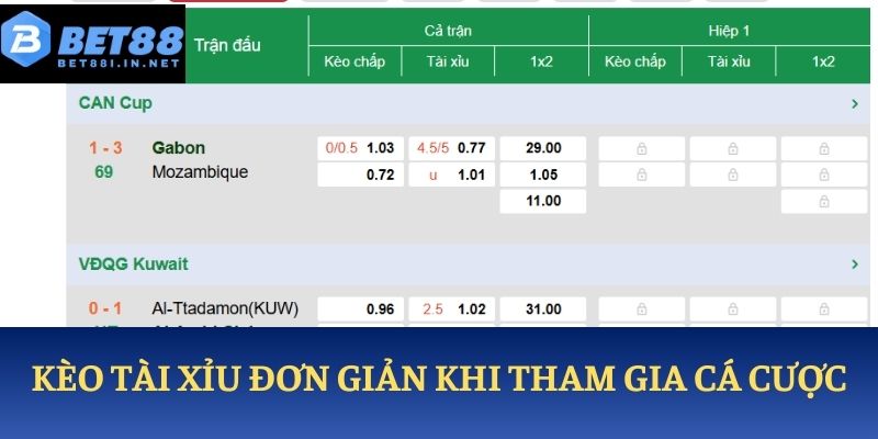 Kèo Tài Xỉu đơn giản khi tham gia cá cược